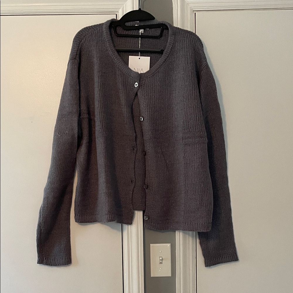 Elegant Charcoal Cardigan Sweater